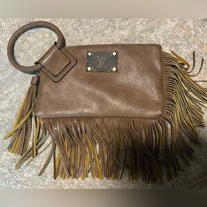 Authentic Louis PATCH fringe wristlet